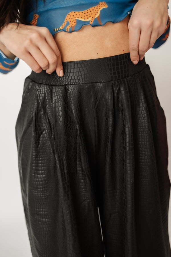 Told You So Metallic Pants - Matte Black