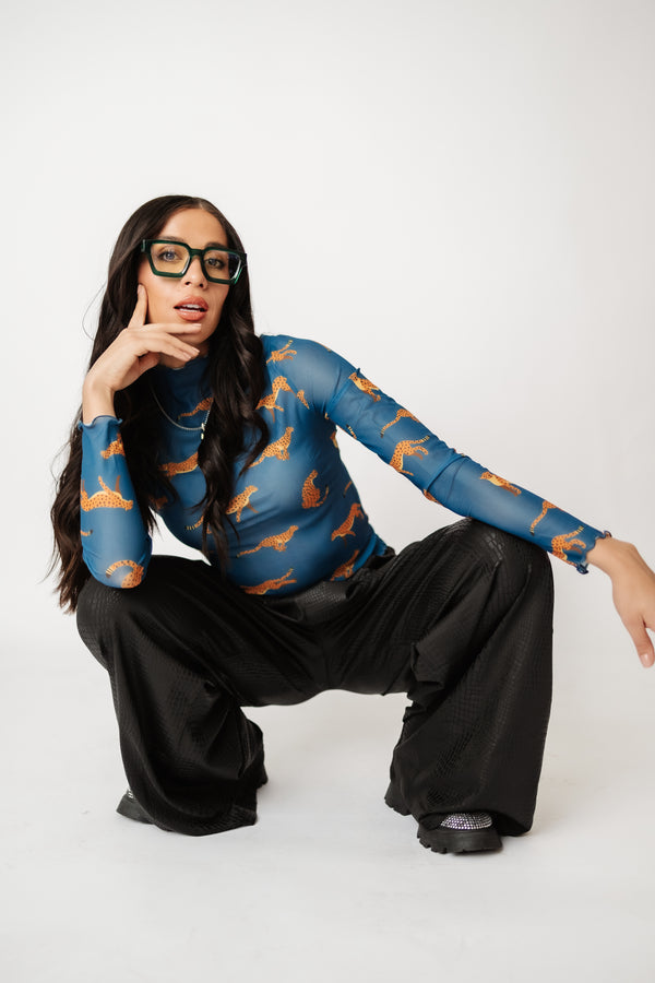 On The Prowl Cheetah Mesh Top