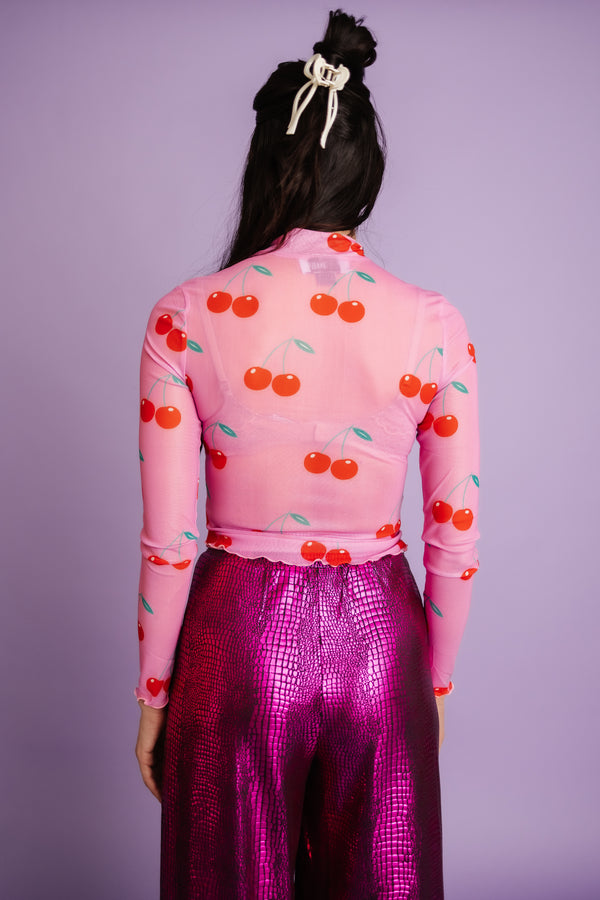 Sweet & Tart Cherry Mesh Top