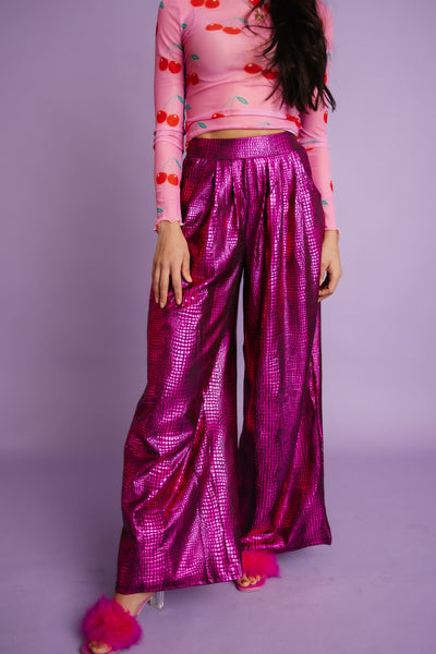 Told You So Metallic Pants - Pink