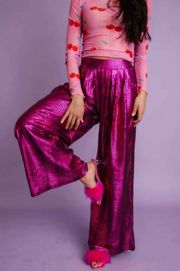Told You So Metallic Pants - Pink