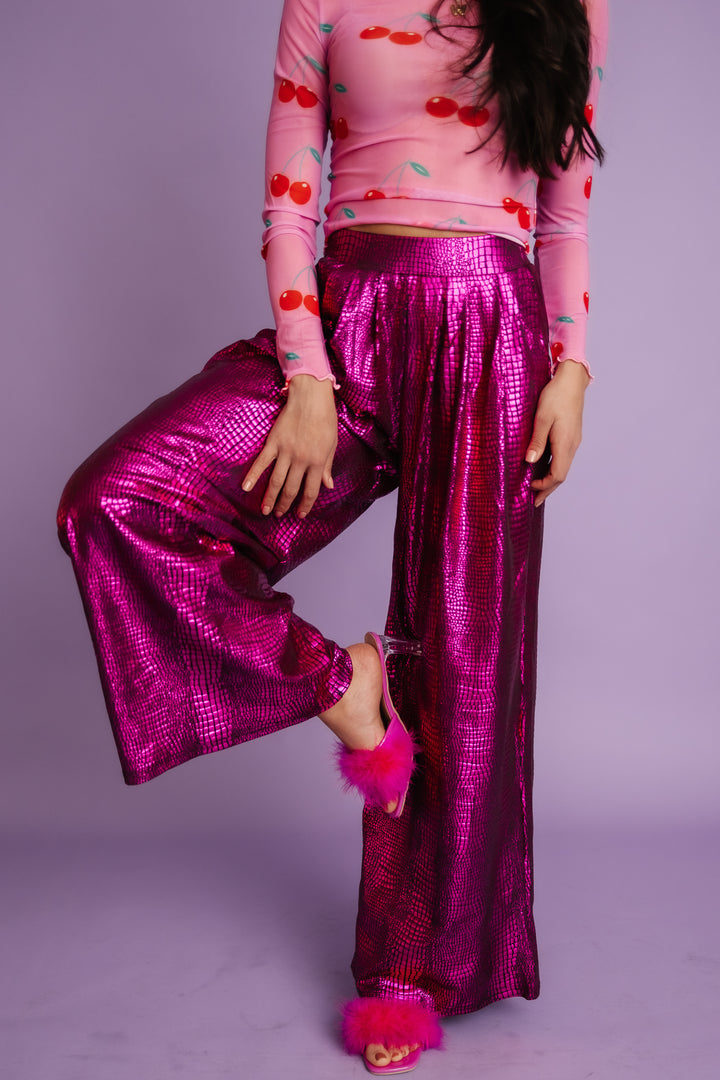 Told You So Metallic Pants - Pink [S-3X]