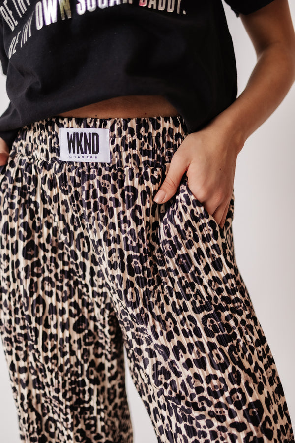 Leopard Plisse Pants