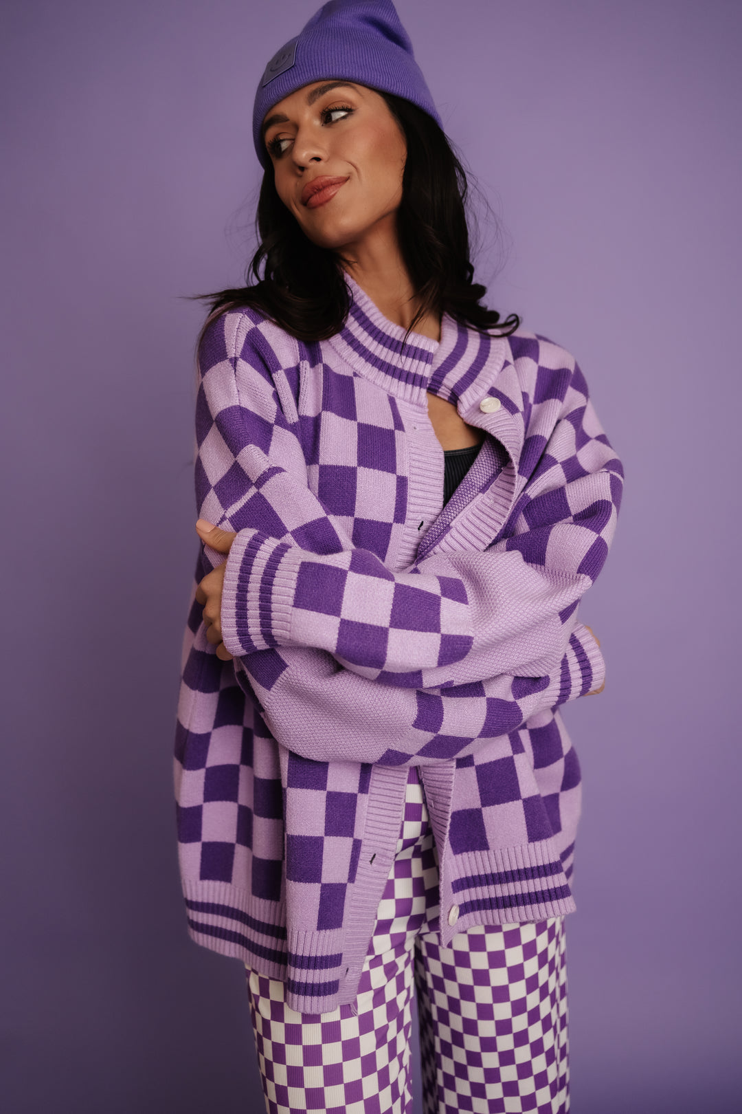 The Chexx Oversized Cardigan - Purple [S-3X]