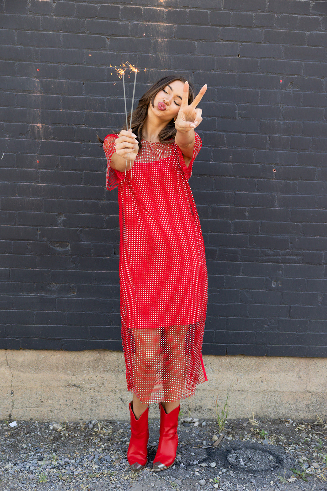 Midnight Spark Mesh Dress - Red 2XL Midnight Spark Mesh Dress - Red 2XL