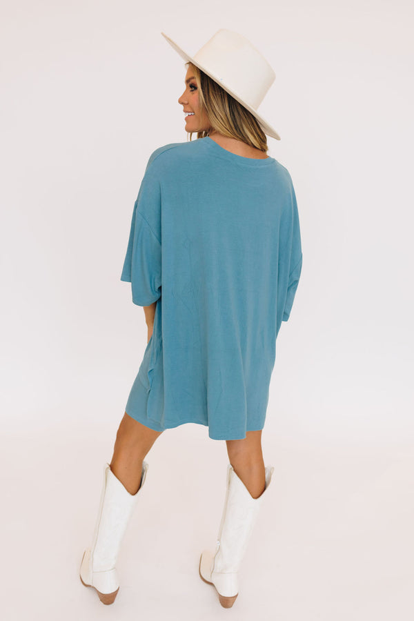 Day Dreamer Ribbed Biker Set - Steel Blue