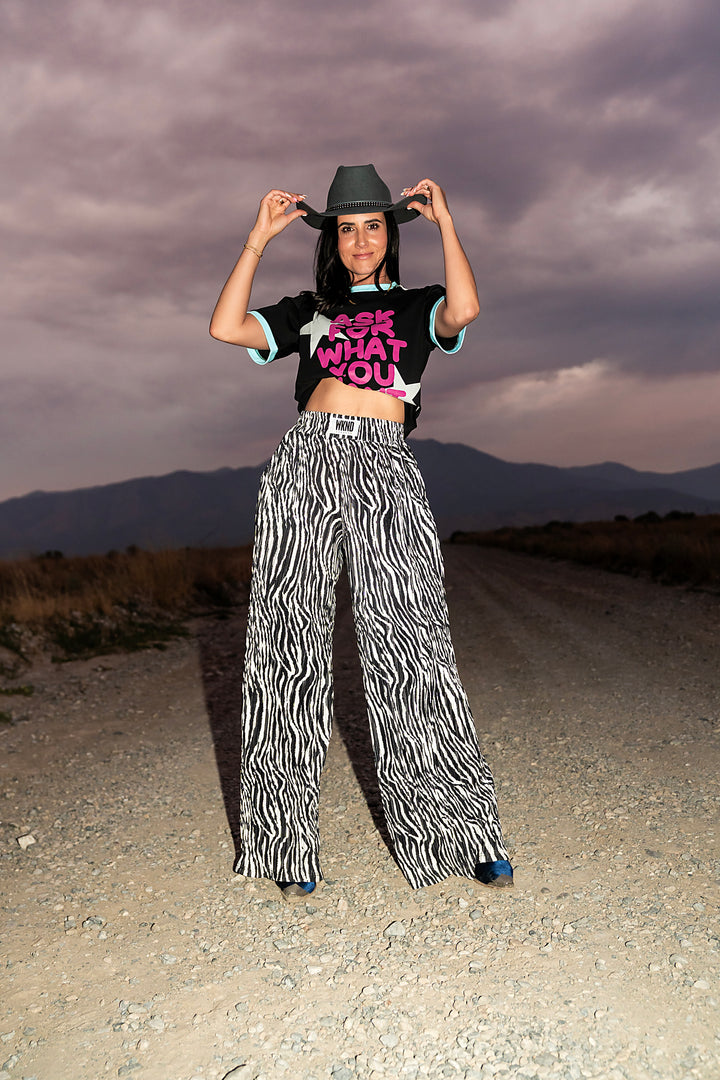Zebra Plisse Pants