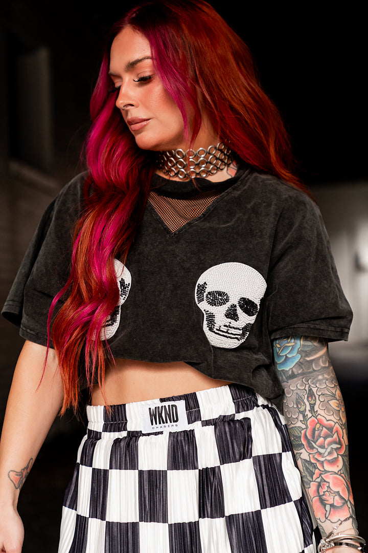 Double Trouble Beaded Skull Tee [Pre-Order]