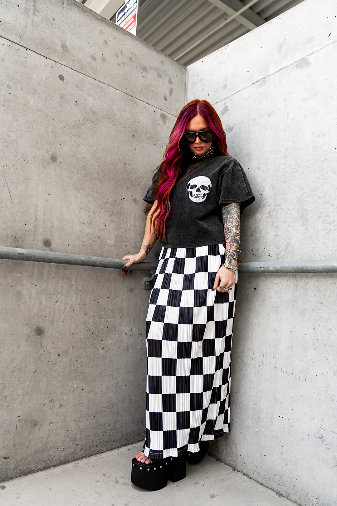Check Yourself Plisse Skirt