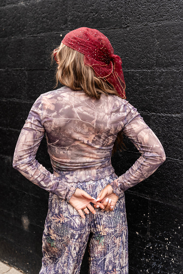 Off the Radar Camo Mesh Top