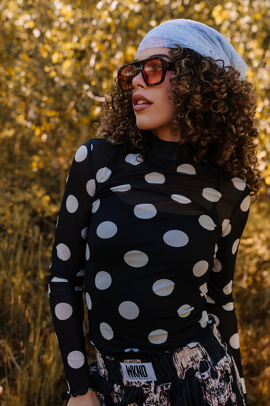 All Fun Polka Dot Mesh Top