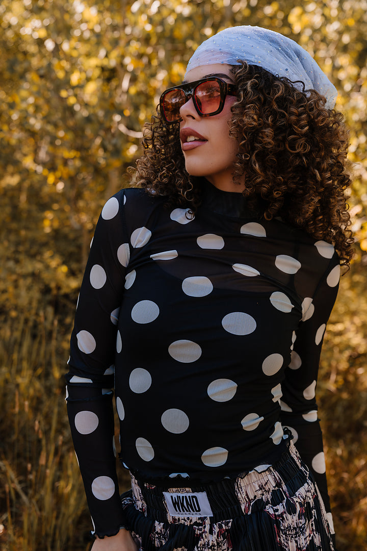 All Fun Polka Dot Mesh Top