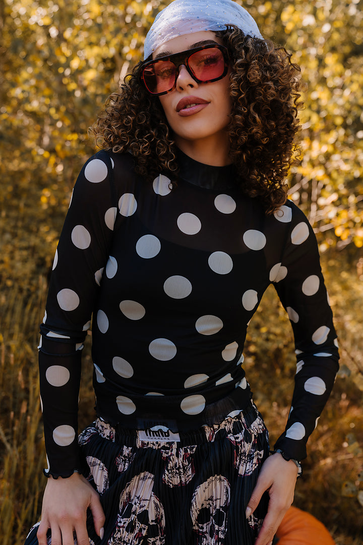 All Fun Polka Dot Mesh Top