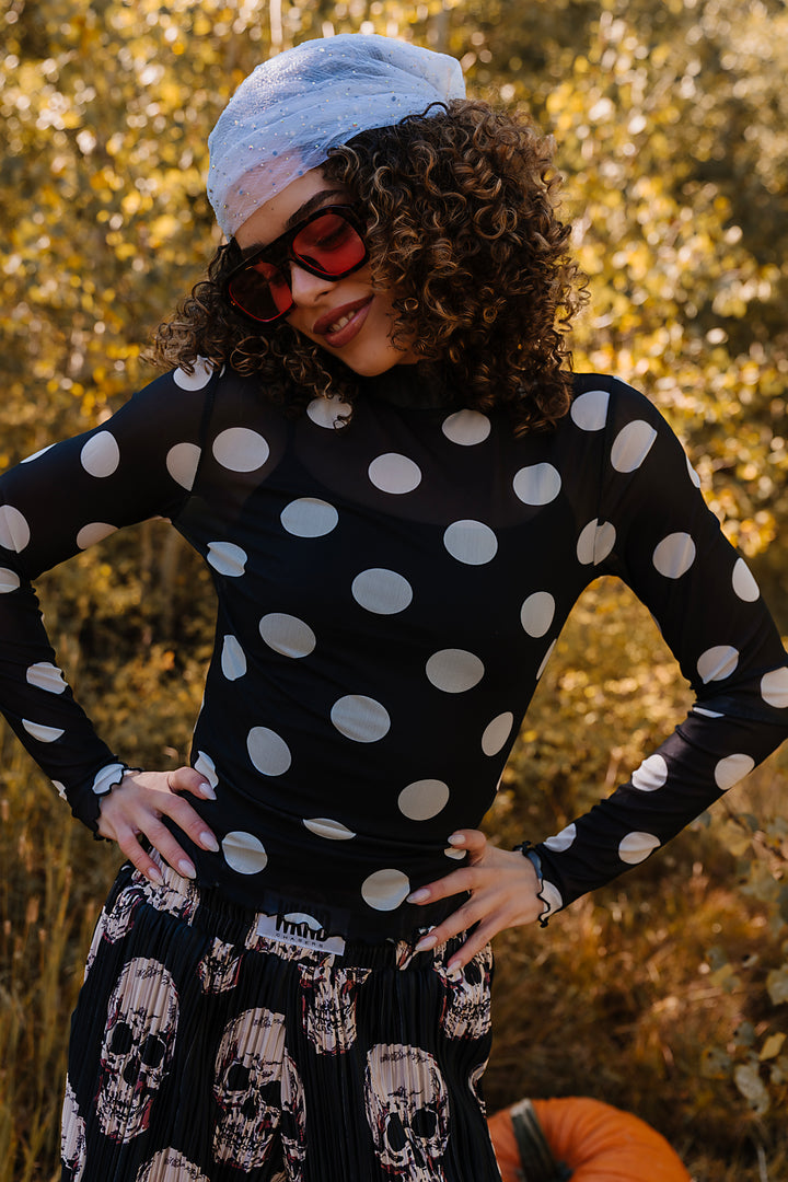 All Fun Polka Dot Mesh Top