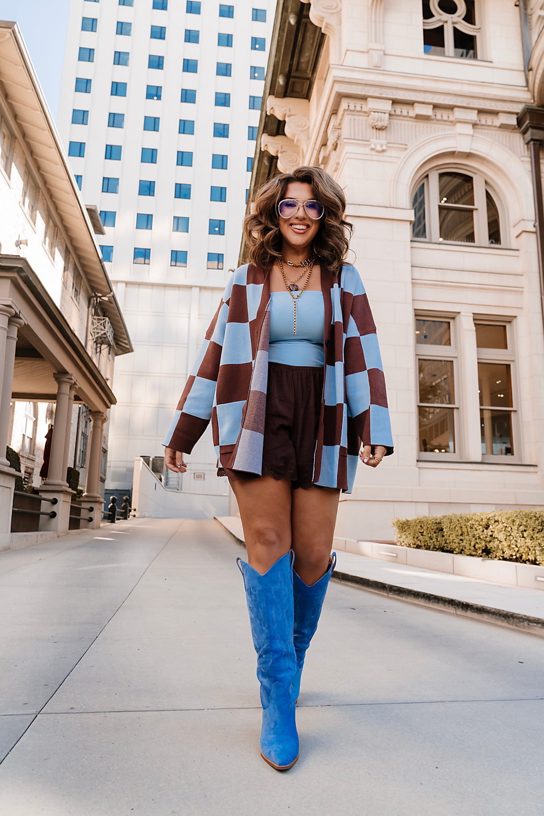 Everything Aligns Checkered Cardigan