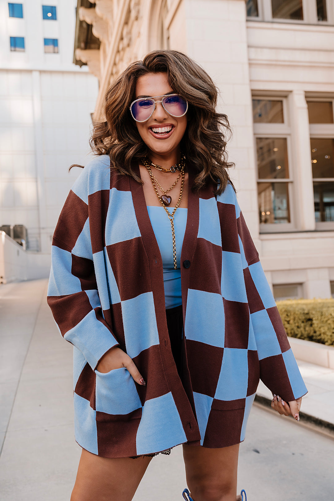 Everything Aligns Checkered Cardigan
