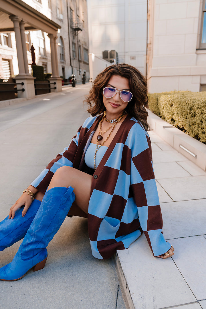 Everything Aligns Checkered Cardigan