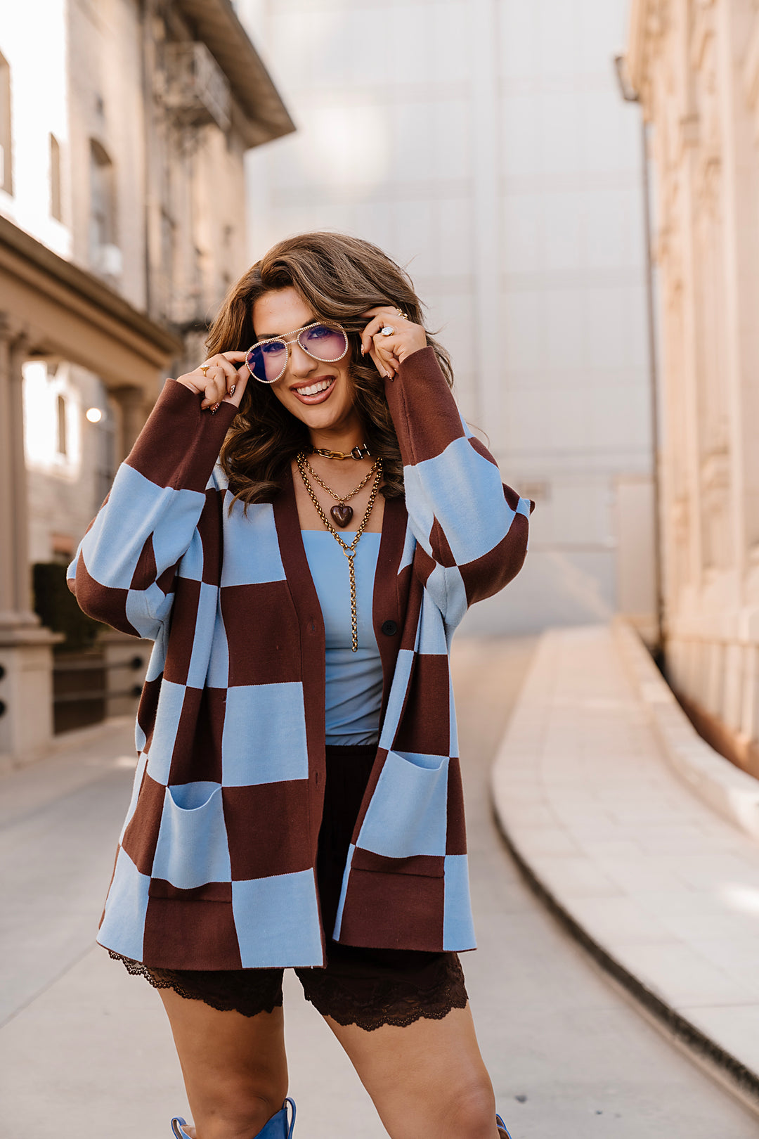 Everything Aligns Checkered Cardigan
