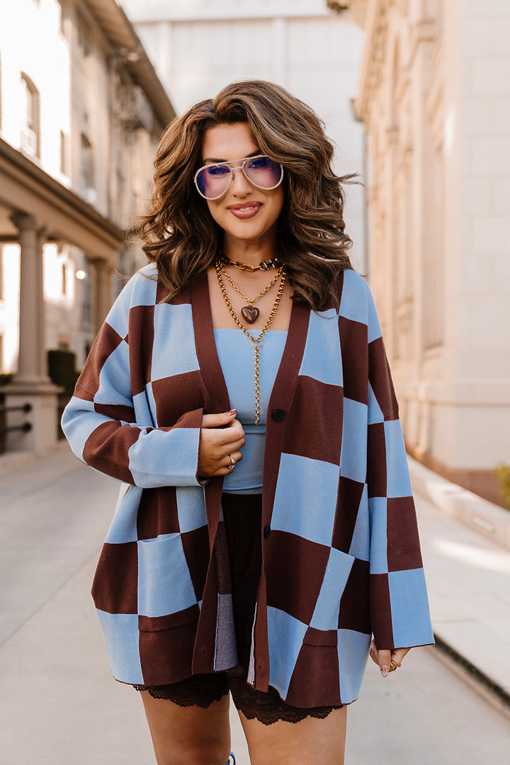 Everything Aligns Checkered Cardigan