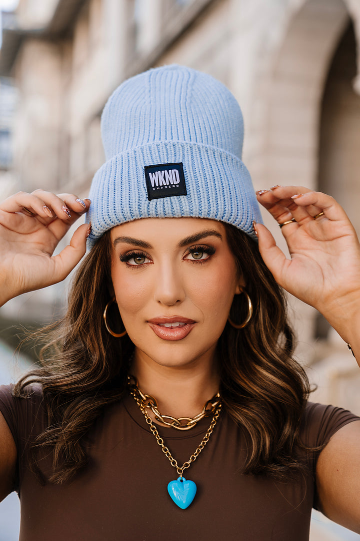 She's That Girl Knit Beanie - Baby Blue