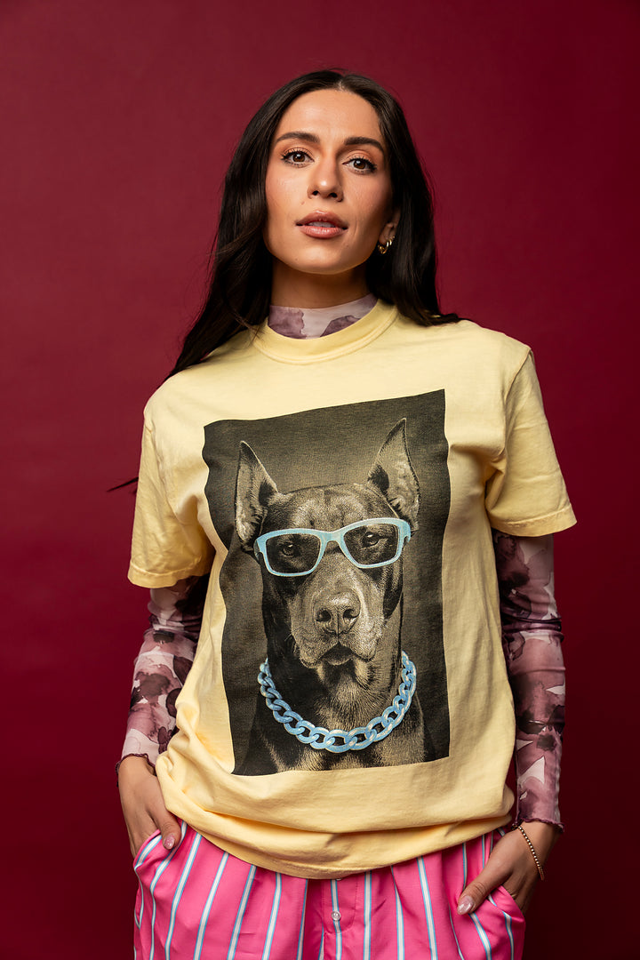 WKND Doberman Graphic Tee - Yellow