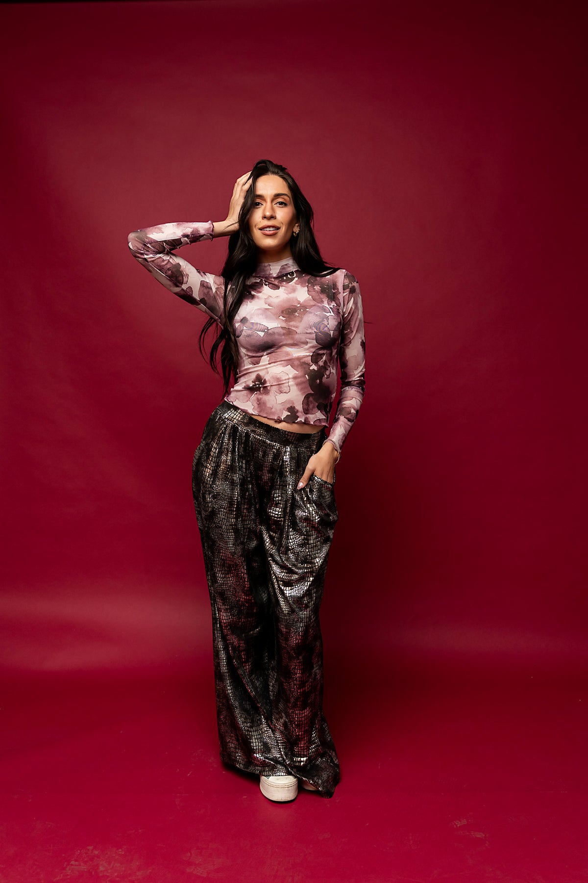 Field of Blooms Mesh Top