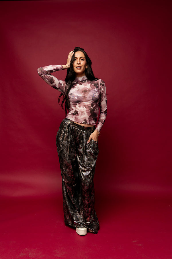 Field of Blooms Mesh Top