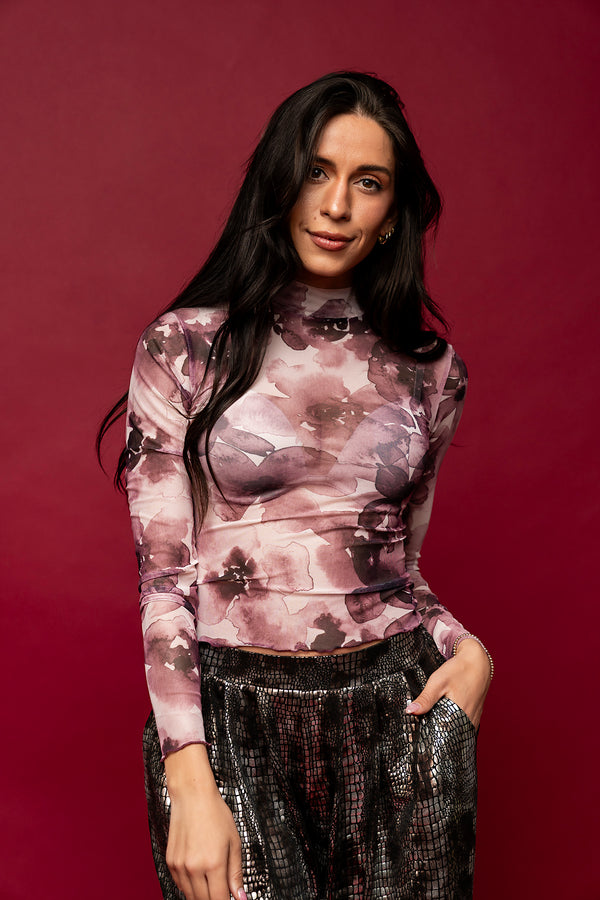 Field of Blooms Mesh Top