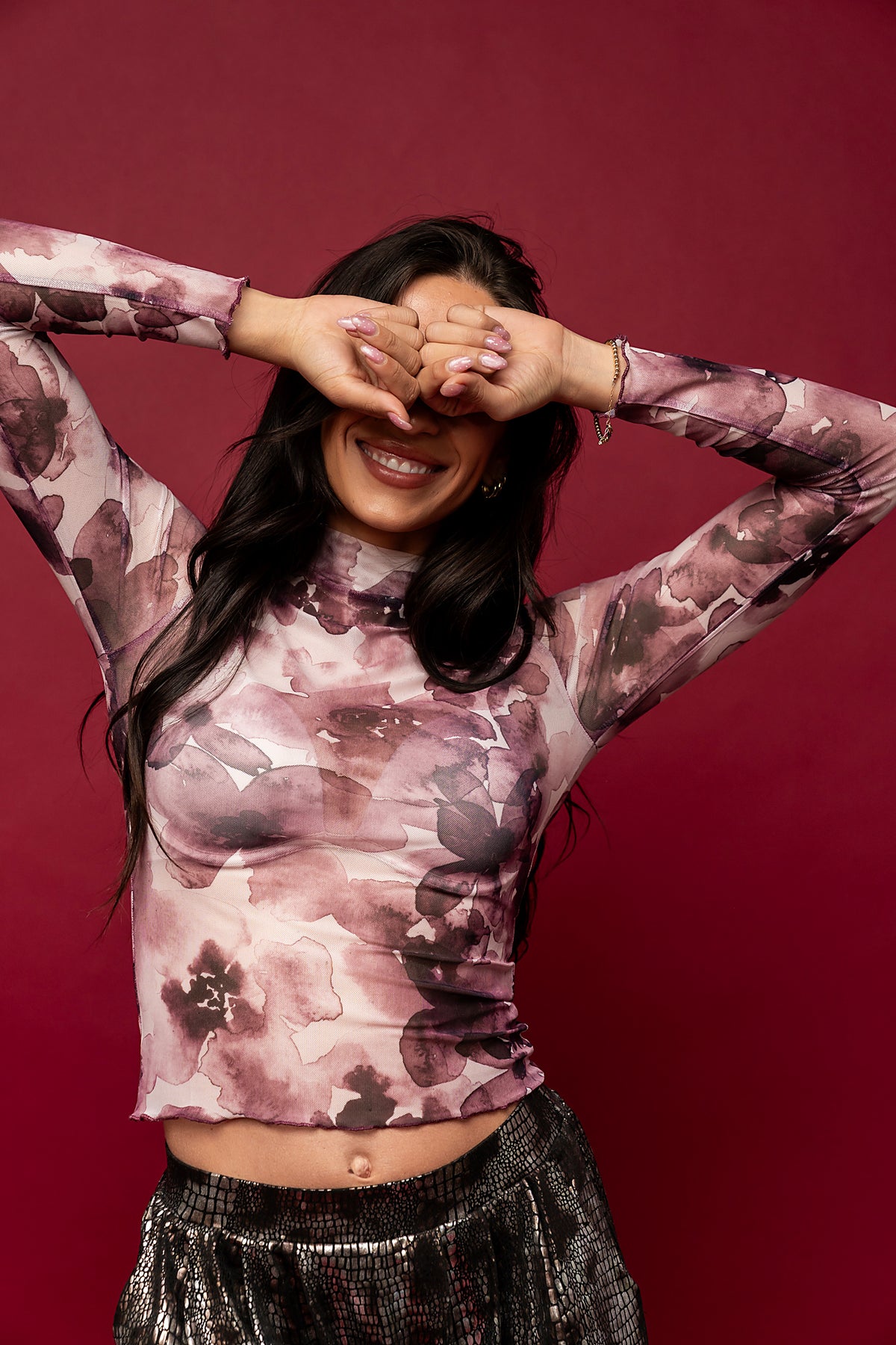 Field of Blooms Mesh Top