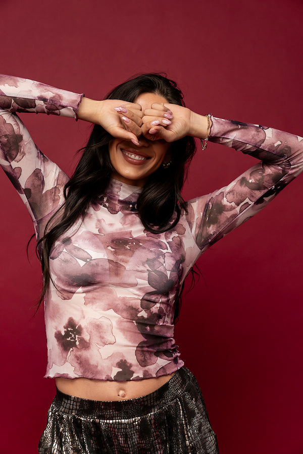 Field of Blooms Mesh Top