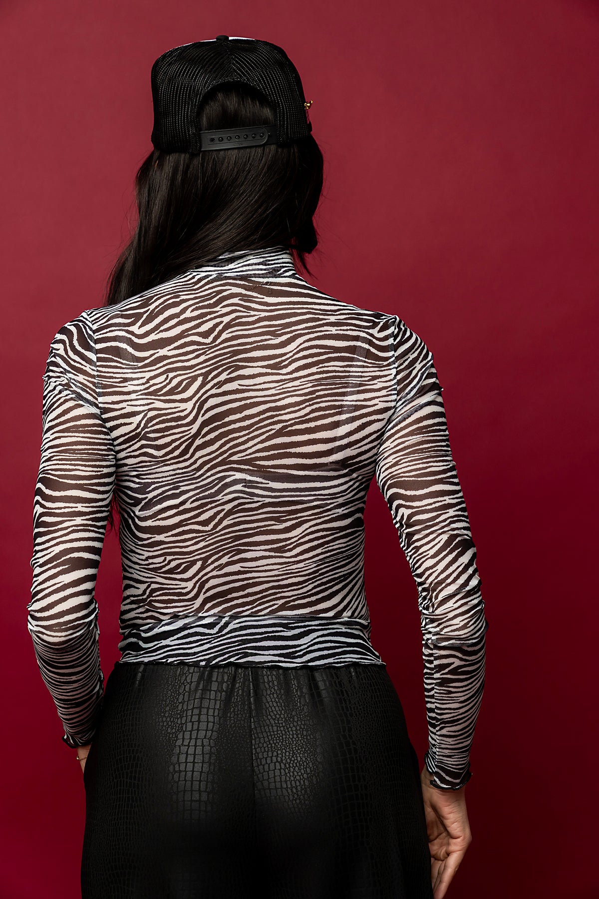 Wild Instincts Zebra Mesh Top
