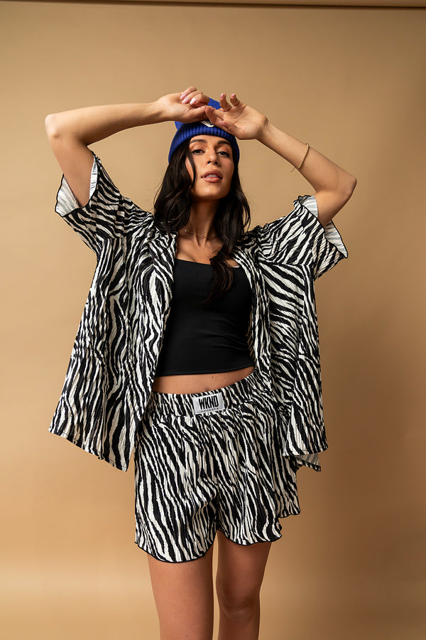 Keep On Moving Zebra Plisse Set