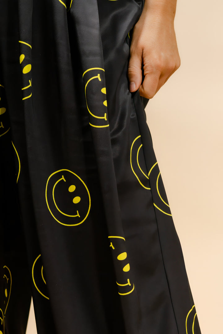 Oh So Happy Smiley Face Pants- Black