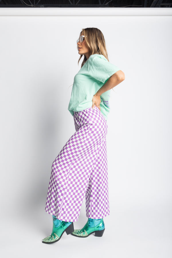 My Reputation Checkered Pants - Lilac