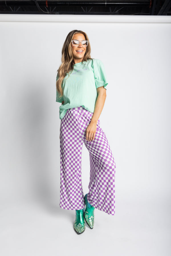 My Reputation Checkered Pants - Lilac