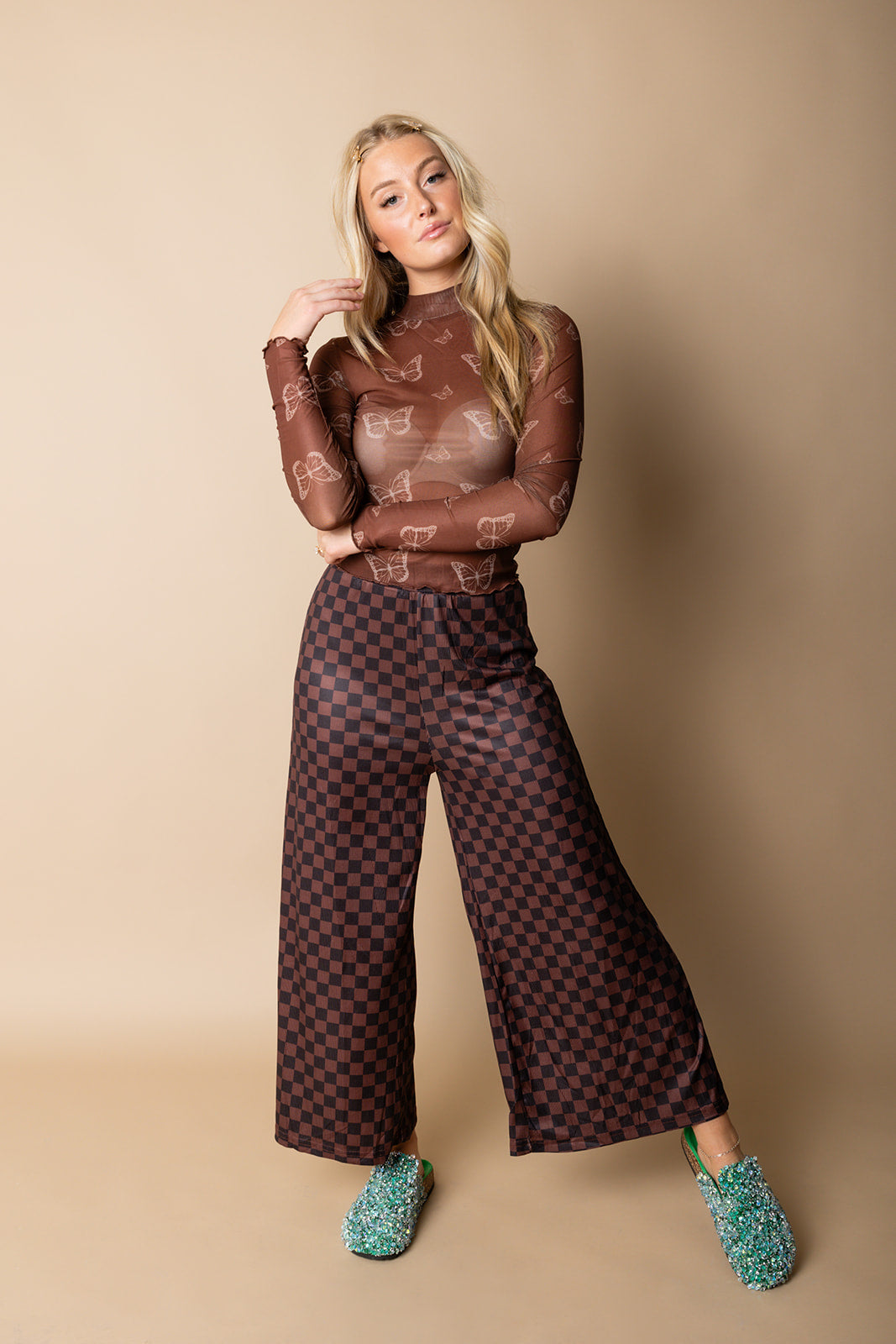 My Reputation Checkered Pants - Black & Brown [S-3X] – WKND