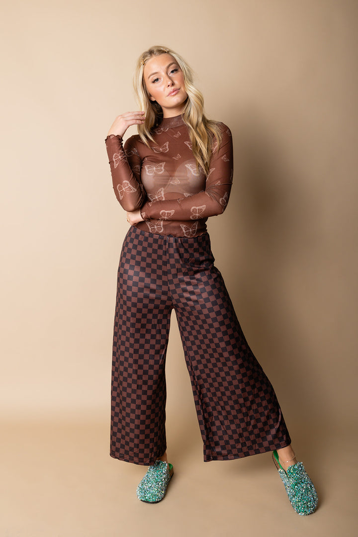 My Reputation Checkered Pants - Black & Brown [S-3X]