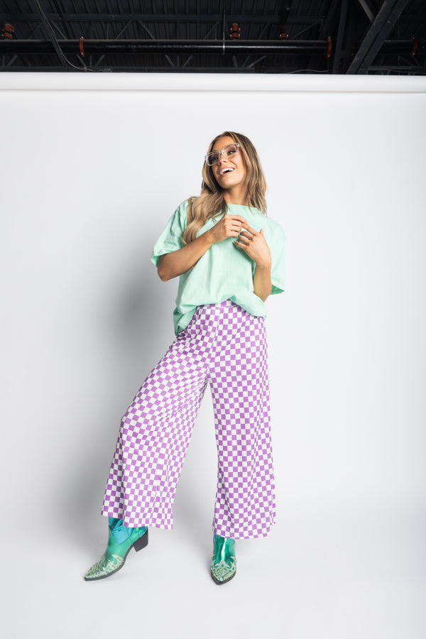 My Reputation Checkered Pants - Lilac