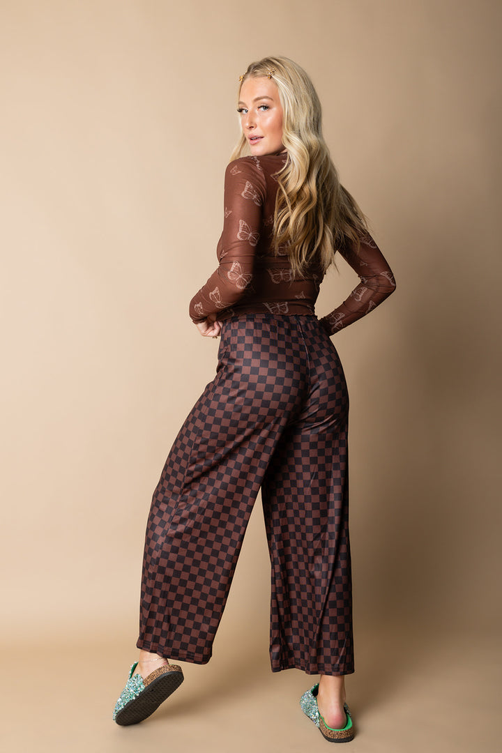 My Reputation Checkered Pants - Black & Brown [S-3X]