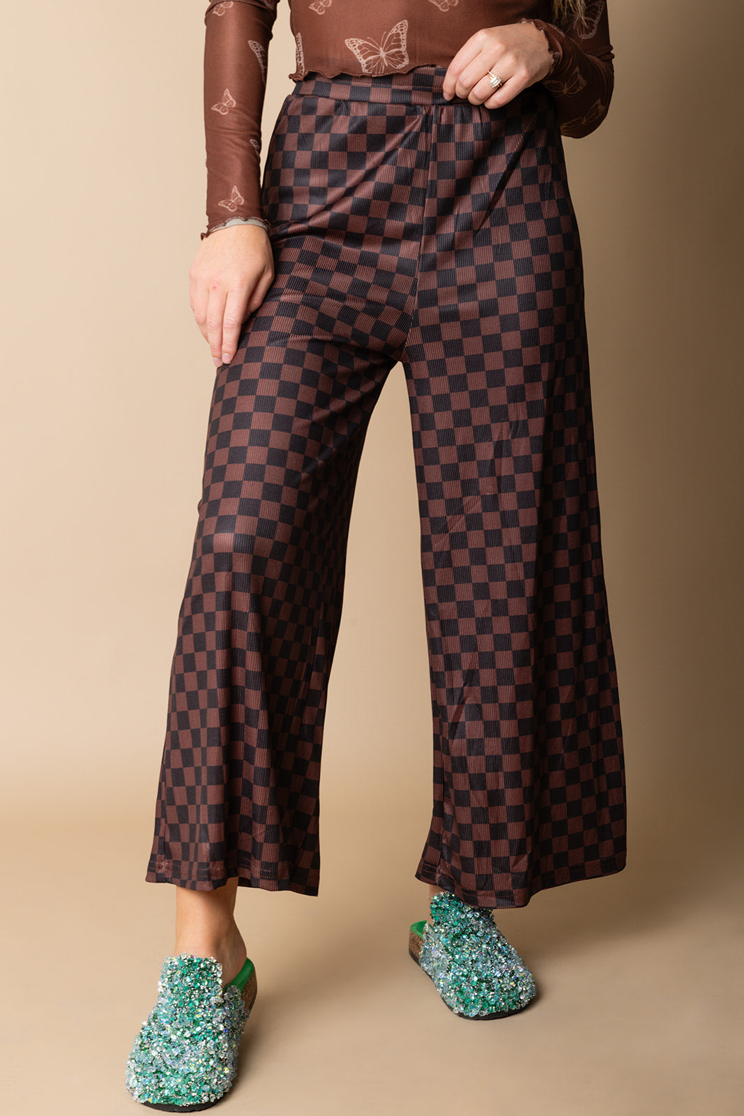 My Reputation Checkered Pants - Black & Brown [S-3X]