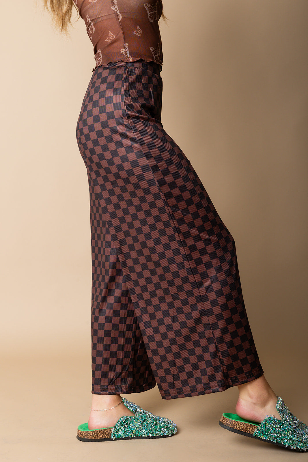 My Reputation Checkered Pants - Black & Brown [S-3X]