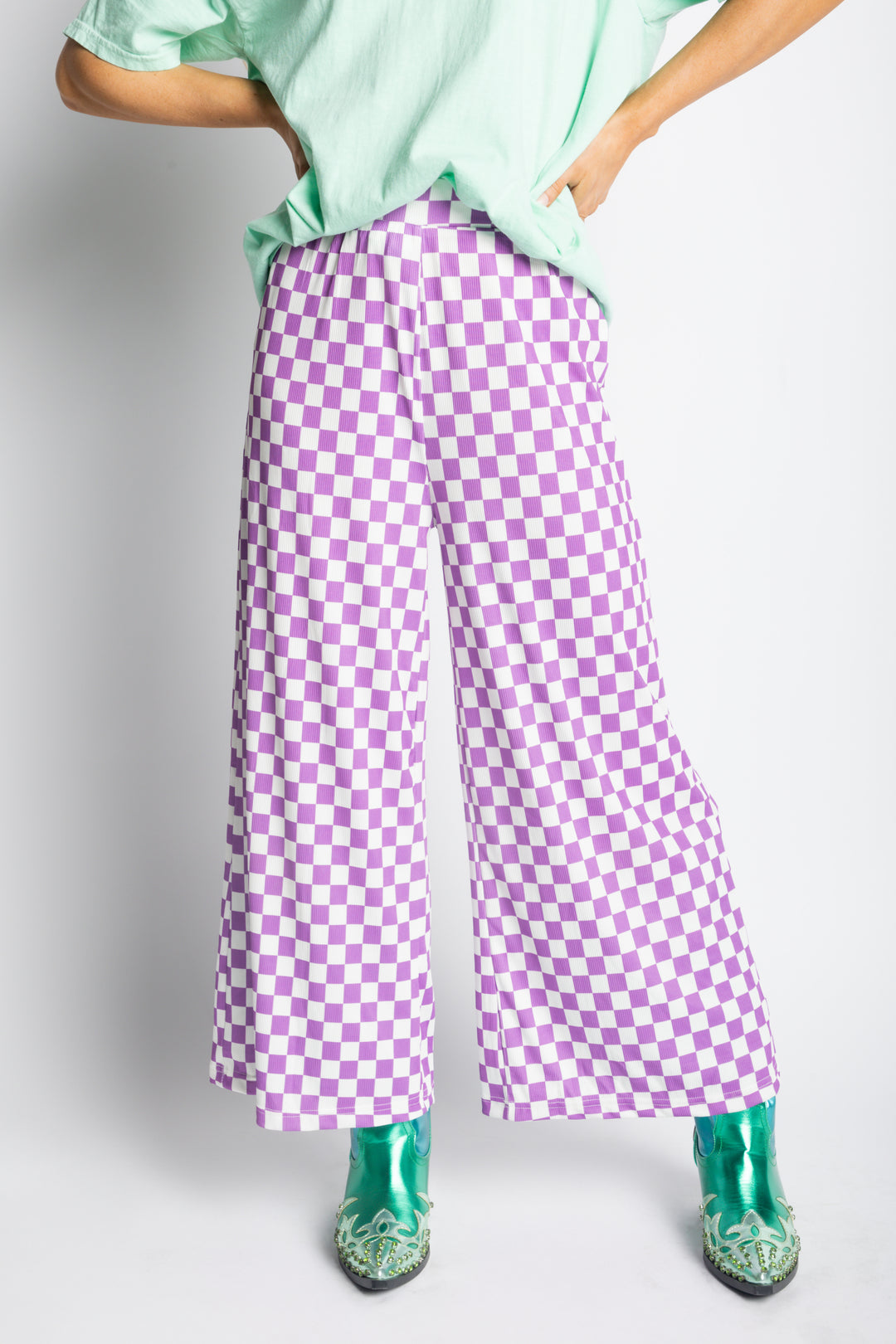 My Reputation Checkered Pants - Lilac [S-3X]