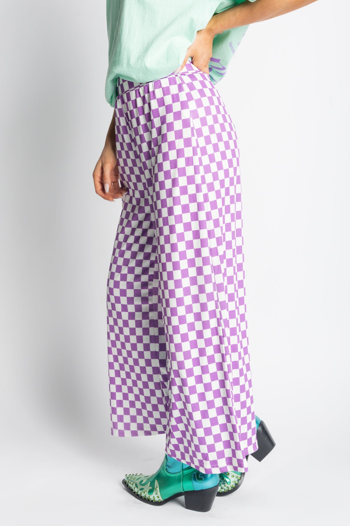 My Reputation Checkered Pants - Lilac
