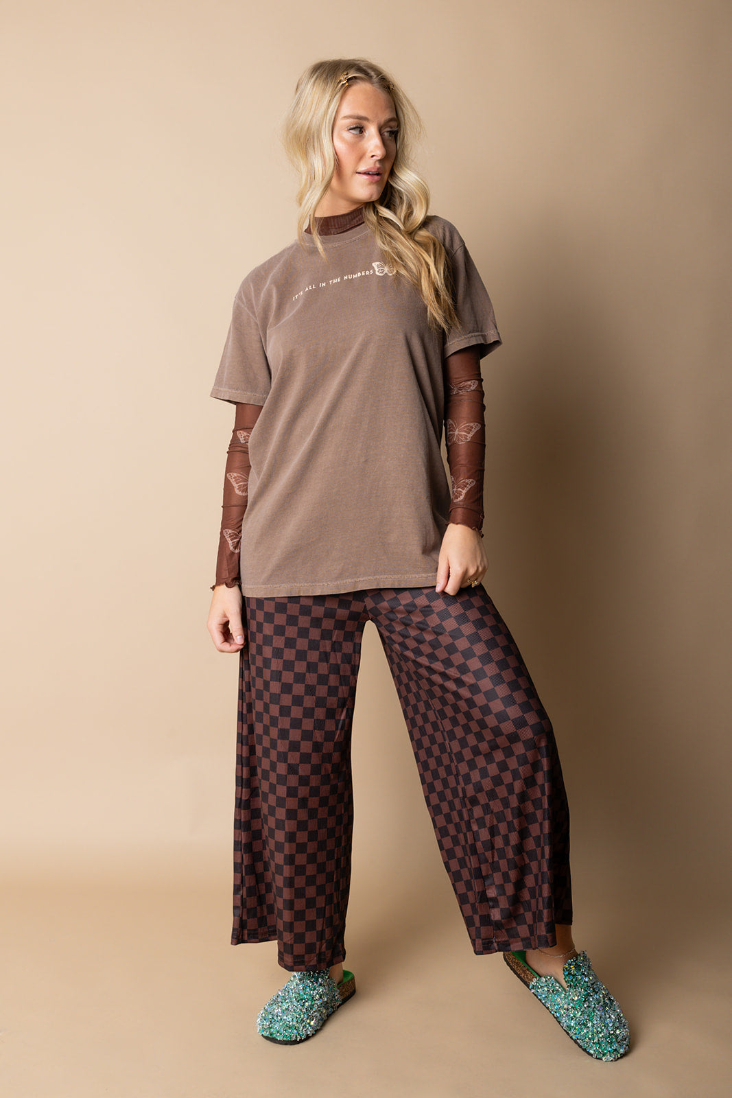 My Reputation Checkered Pants - Black & Brown [S-3X]