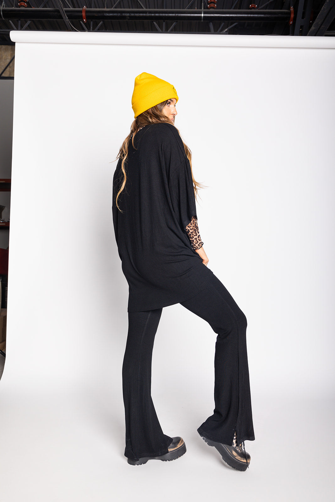 Day Dreamer Ribbed Pant Set - Black