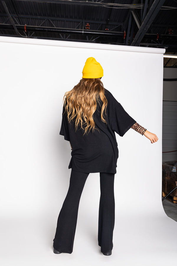 Day Dreamer Ribbed Pant Set - Black