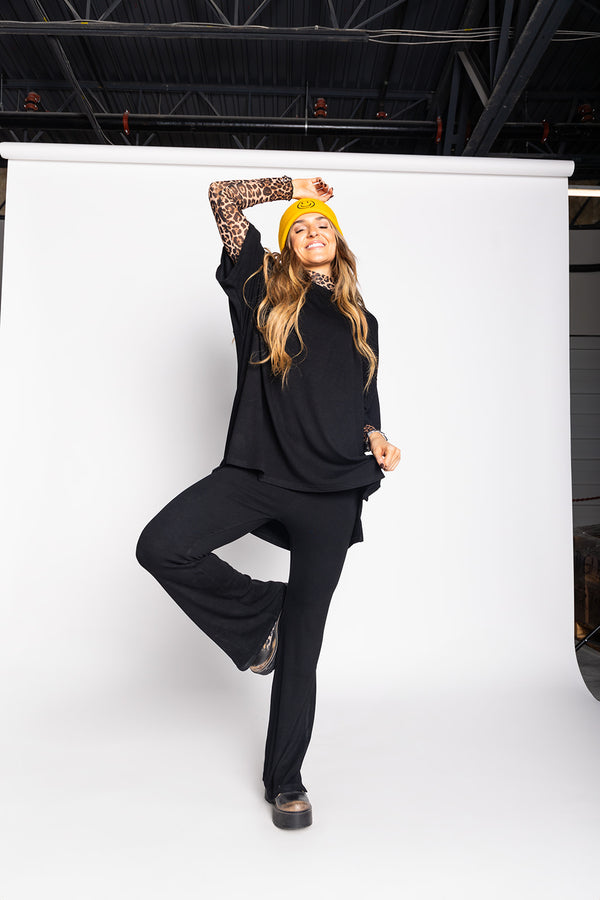Day Dreamer Ribbed Pant Set - Black