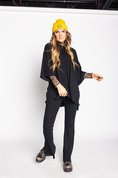 Day Dreamer Ribbed Pant Set - Black