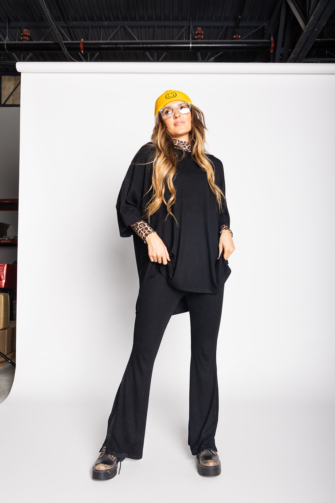 Day Dreamer Ribbed Pant Set - Black