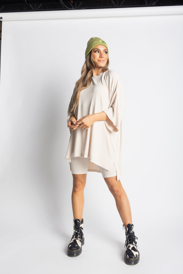 Day Dreamer Ribbed Biker Set - Bone